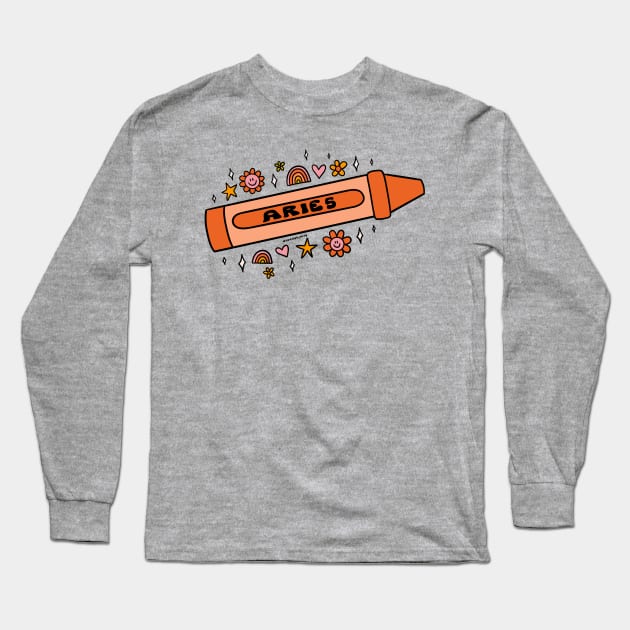 Aries Crayon Long Sleeve T-Shirt by Doodle by Meg